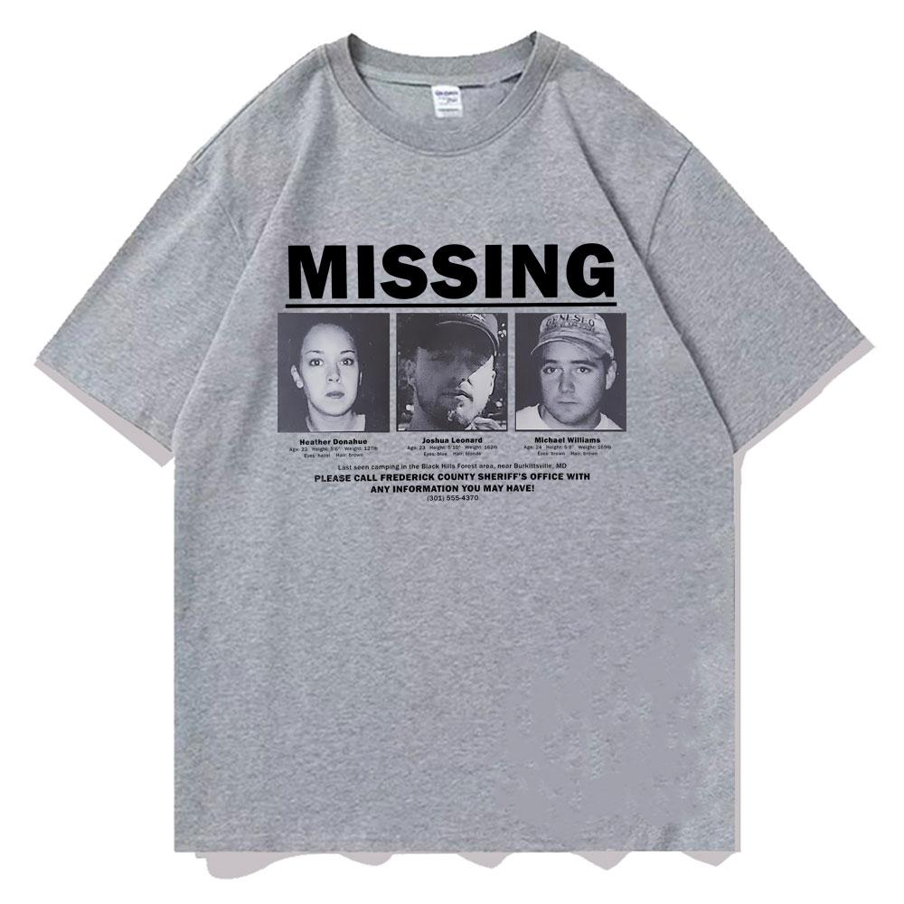 Spannender Horrorfilm The Blair Witch Project Vermisstenfoto T-Shirt Unisex Mode Vintage T-Shirt Unisex Reines Baumwoll-T-Shirts