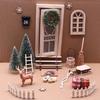 Christmas Scene Dollhouses Accessories With Miniature Wreath And Reindeer Door Decors Holiday Gift