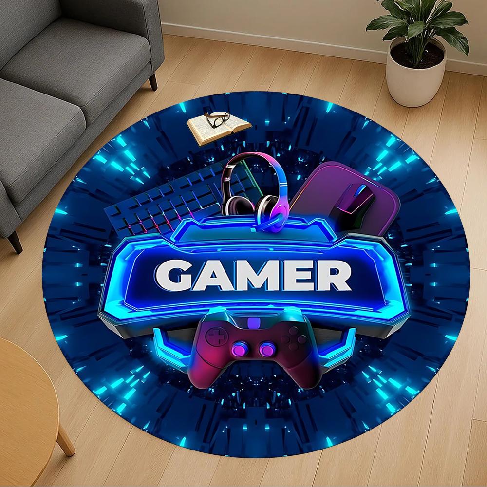 1pc Gamer Round Chair mat Area Rug - Non-Slip, Floor Mat for Office, Bedroom, and Indoor Decor c1125619