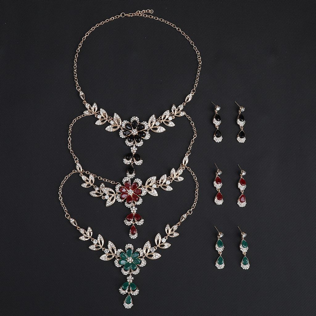 Necklace Set Bridal Vintage Versatile Flower Shape Diamond Collarbone Chain