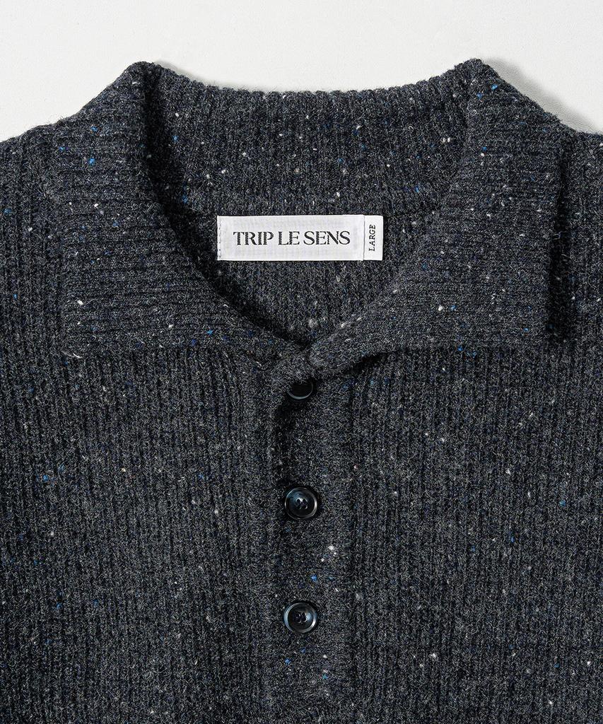 TRIP LE SENS Nef Yarn Wool Collar Knit_Charcoal
