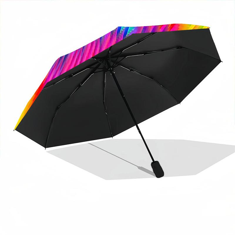 1pc Psychedelic Circle Automatic Folding Umbrella Durable Iron Frame,All Seasons Home Travel Outdoor Multifunctional Umbrella Yy251115063