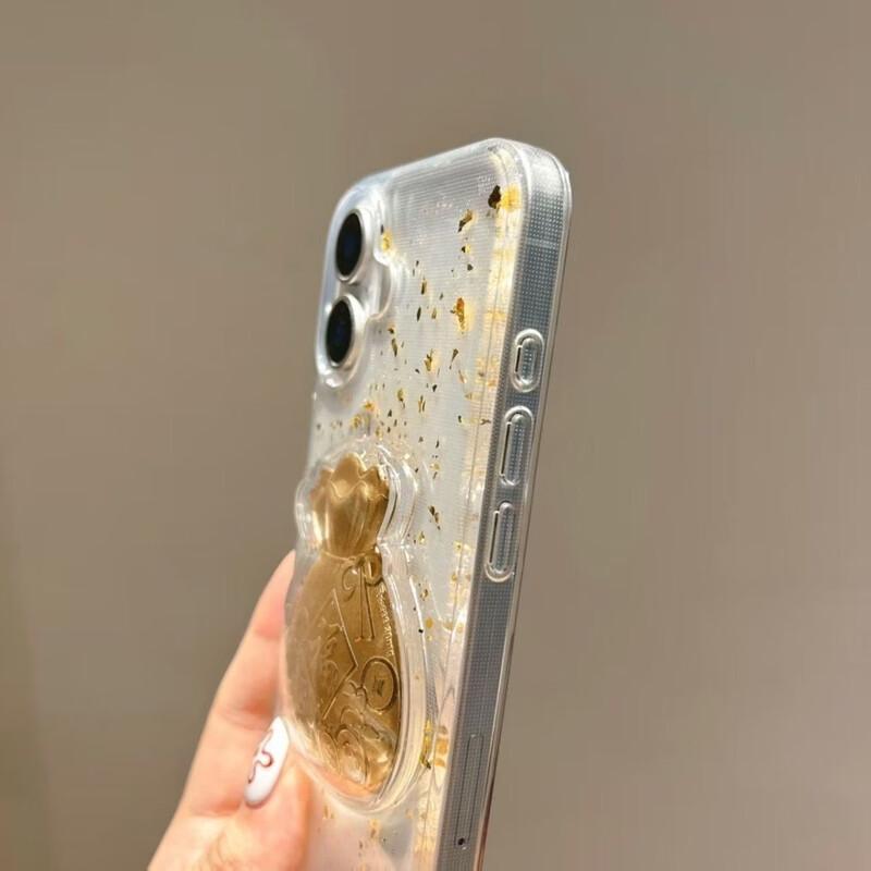 Langling Gold Foil Lucky Bag Transparent Anti-Fall iPhone Case