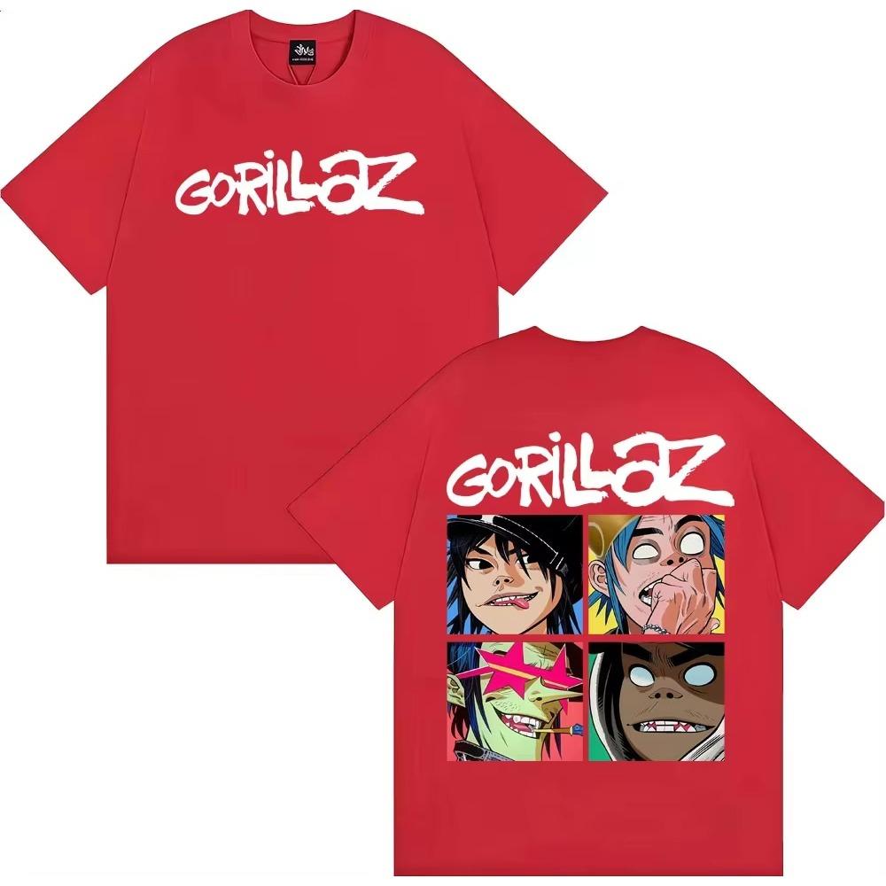 2026 Hot Sale Rock Band Gorillaz Vintage Cartoon Graphic T‑Shirt Men Women Hip Hop Streetwear Top Y2K Gothic Cotton Oversized T-shirts