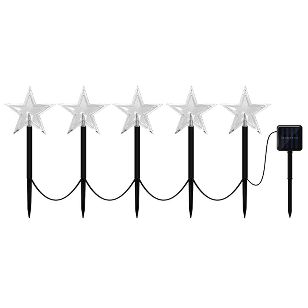 

5Pcs Christmas Ambience Lights 400mAh Solar Xmas Stars LED Lantern IP65 Waterproof Acrylic New Year Garden Decoration
