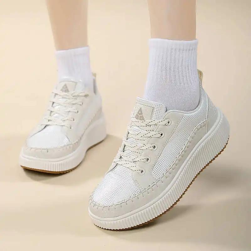 Fashion Rubber Sole Big Size Demi-season Sneakers Casual Shoes Women Festival Boots Sports High-level Minimalist New Arrival Out