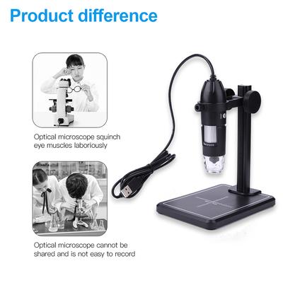 1600X USB Digital Microscope with 8 LED & Lift Stand Electronic Microscope Endoscope 2MP for  Win10 Win8 Win7