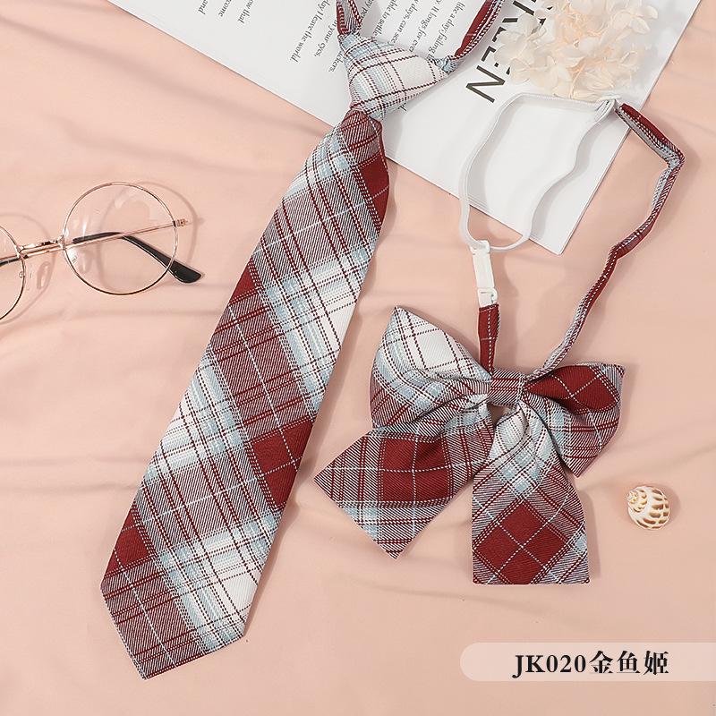 Japanese Korean Version Striped Jkdk College Style Red Cyan Gray Blue Shirt Men'S And Women'S Accessories Free Tie Tie Set