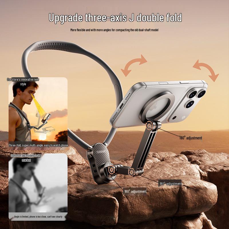 Magnetic Quick-Release Mobile Phone Neck Strap Holder for Cycling, Fishing, Running, and First-Person Vlog Chest Mounting.