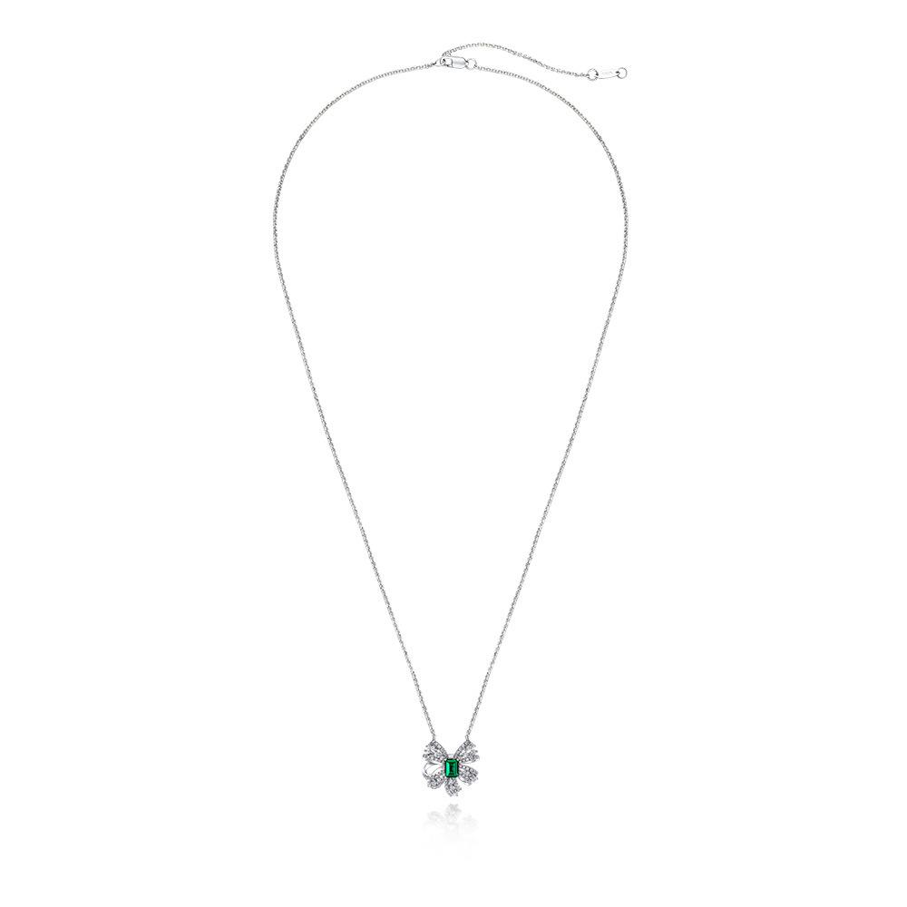 Gica Gema Emerald Necklaces With High Carbon Diamond 925 Sterling Silver 5*7mm Pendant Unique Design Romantic Fine Jewelry Wedding Party Gifts