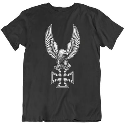 Aufwärtsfliegender Adler und Eisernes Kreuz Biker Vintage Retro T-Shirt Tee Geschenk Neu