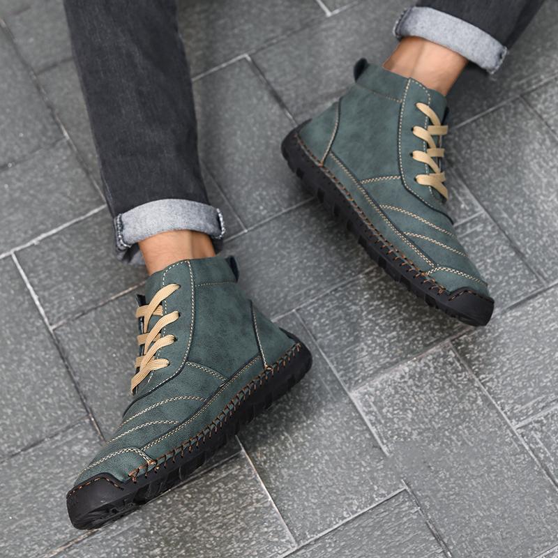 Retro Erkek Botları Moda tasarım ayakkabı Erkekler yarım çizmeler Erkekler Yürüyüş Ayakkabısı Nefes Çizmeler