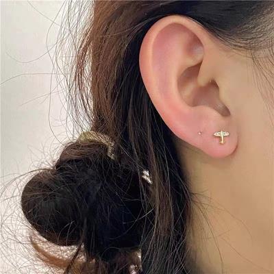 S925 Sterling Silber Flugzeug Form Zirkon-verkrustete Stud Ohrringe Weibliche Kleine und Vielseitige Anmutige und Nette Mini Ohrringe
