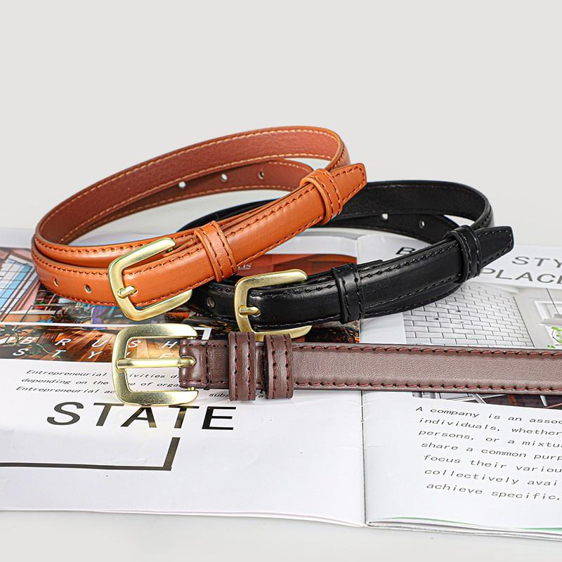 New women's pin buckle belt, fashionable, versatile, simple decoration, trendy, pure color, thin waistband, suitable for jeans