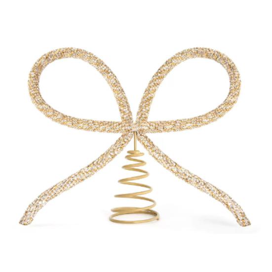 9.8" Rhinestone Bow Tree Topper Gold/Silver Rhinestone Bow Tree Top Ornament for Xmas Holiday Wedding Birthday Party Decor