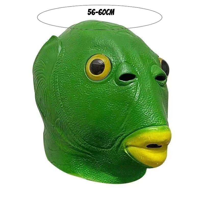 1pc Green Fish Head Funny Cosplay Half Fishman Mask,Funny Mask,Animal Mask,HeadgearDisguise Cosplay,Green Head Monster for party