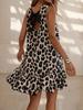Elegant Sleeveless Leopard Print Summer Tank Dress Slim Fit Fashion High-Rise Trendy Street Style