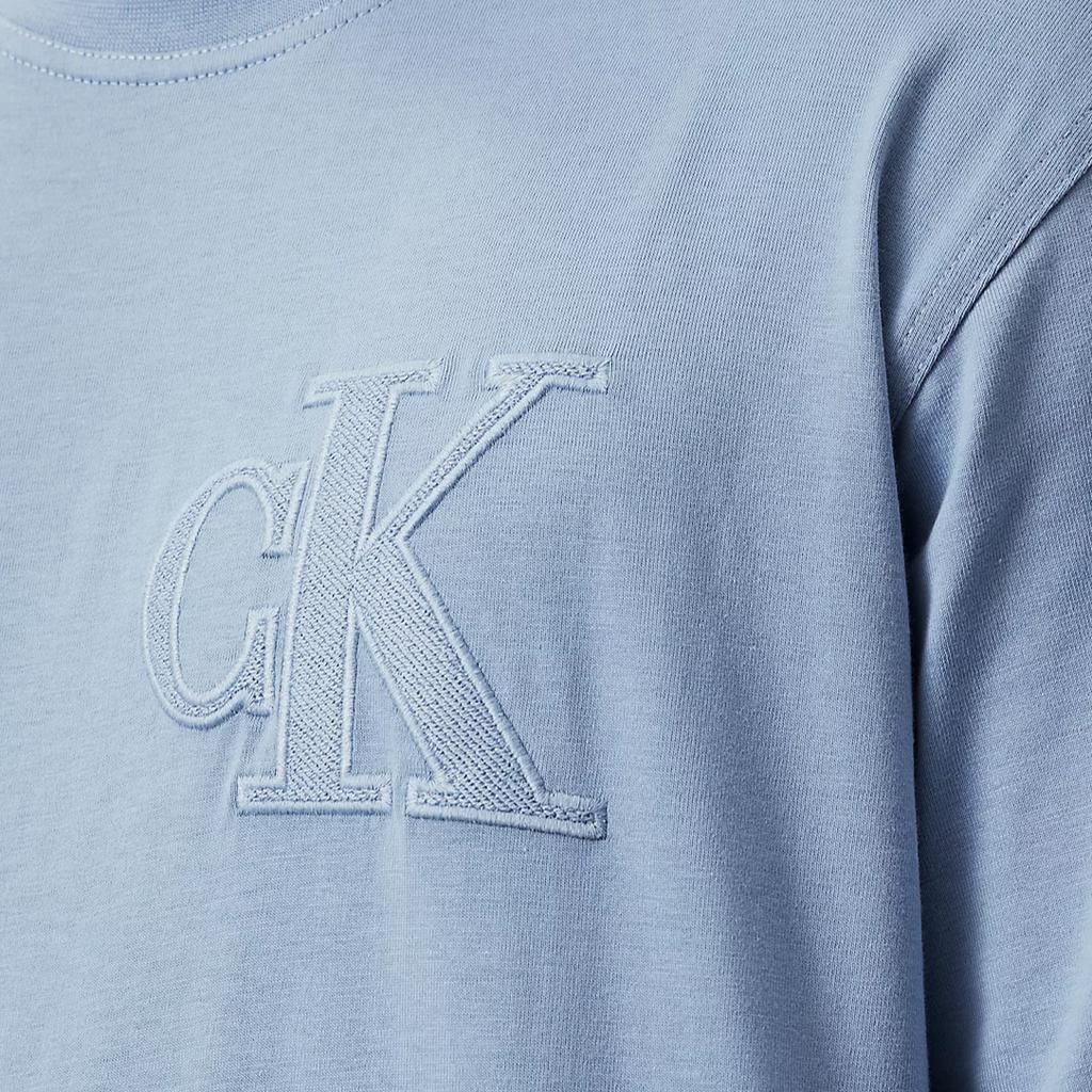 Calvin Klein Jeans Textured Logo Solid Color Crew Neck Short Sleeve T-Shirt Men Tops Light-Blue J30J325657-CFF
