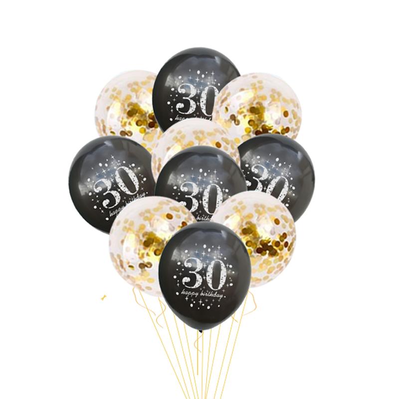 Black Gold 30 40 50 60 Years Birthday Party Confetti Balloon 30th 50th Birthday Party Decorations Adult Party Ballon Air Globos