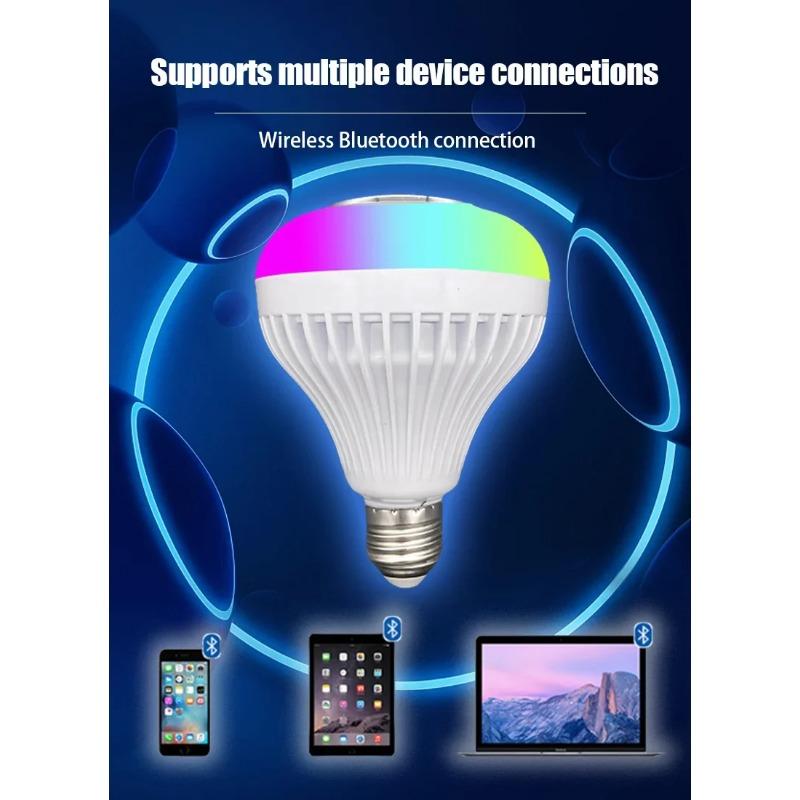 LED Music Light Bulb with Built-in Bluetooth Speaker, Wireless Smart Light Bulb with Remote Control, RGB Color Changing Speaker