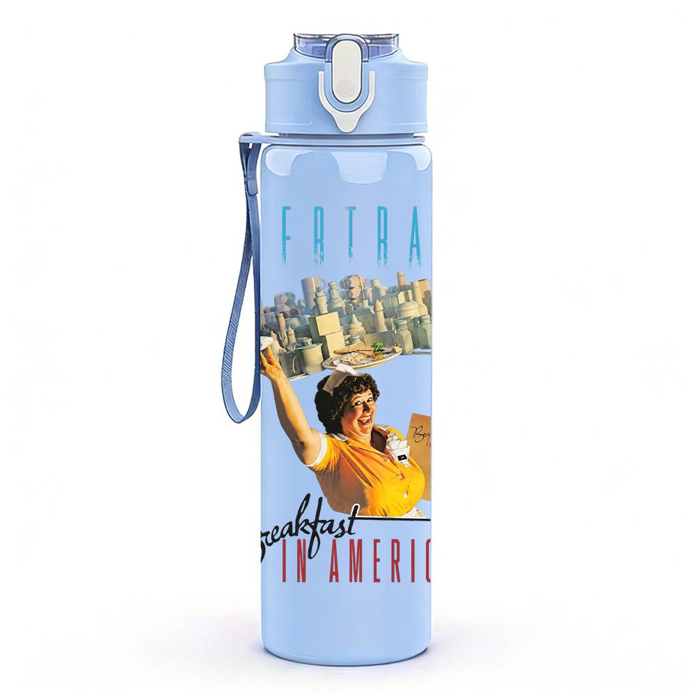 1PC Retro Sunset Cowboy Text Graphic Print 750ml Portable Sports Water Bottle Leakproof Gym Outdoor Travel Drink Cup