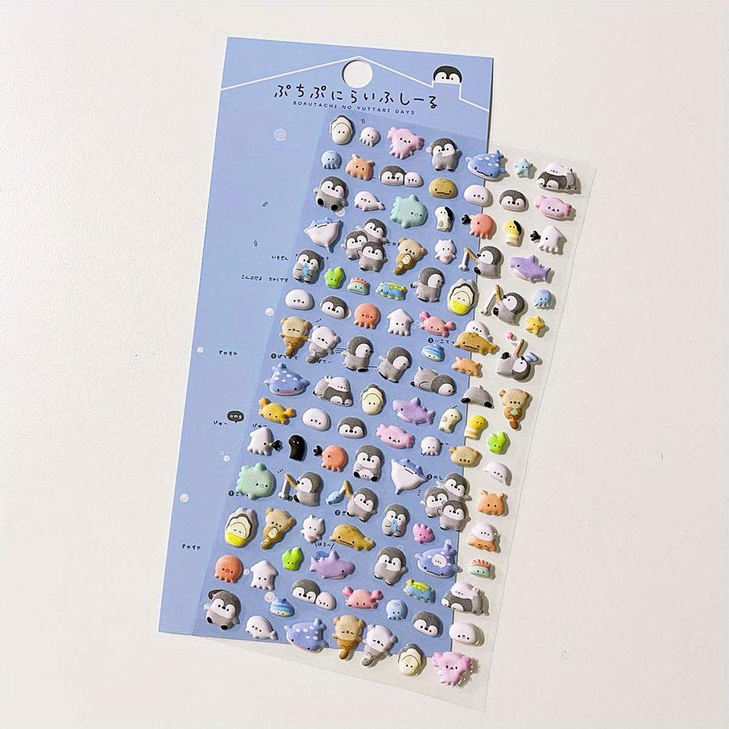 Cute Kawaii Animals 3D Bubble Stickers Durable Adhesive Funny, Aesthetic Art Stationery for DIY Journal, Laptop, Water Bottle Decoration Stickers