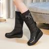 Warm Fur Plush Down Snow Boots Women Winter 2025 Women Shoes Waterproof Comfortable Women Mid Barrel Boots Black Red Plus Size