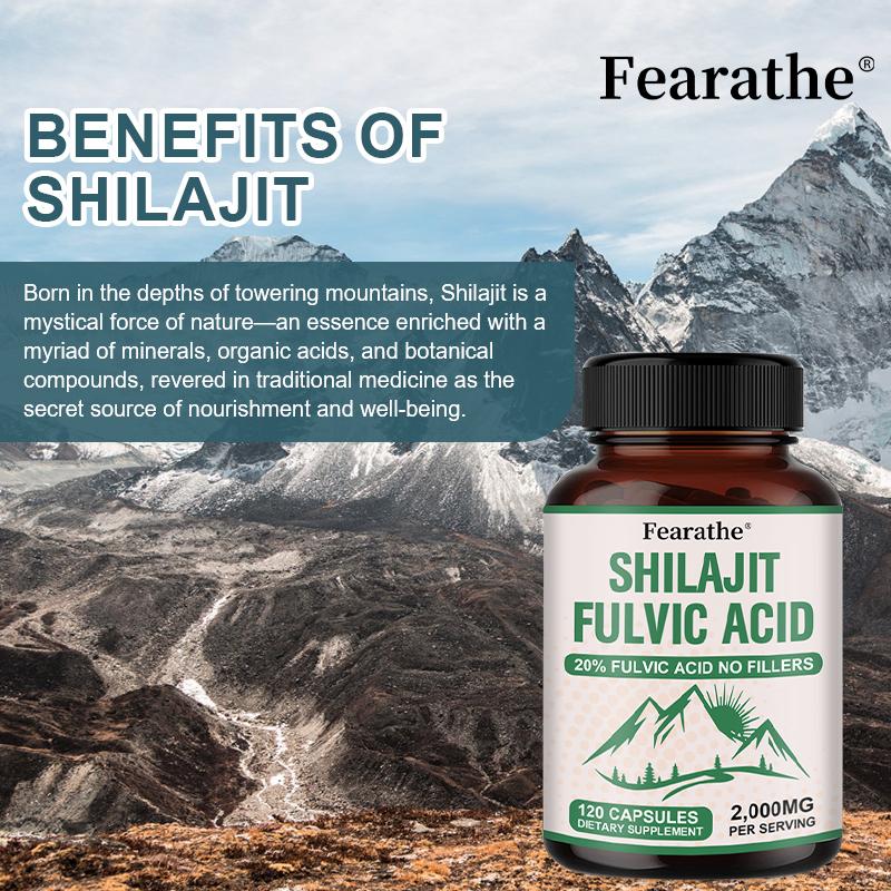 Shilajit Fulvinsäure 20% Kapseln (ohne Füllstoff) – Unterstützt Gedächtnis und Gehirnfunktion 120 Kapseln