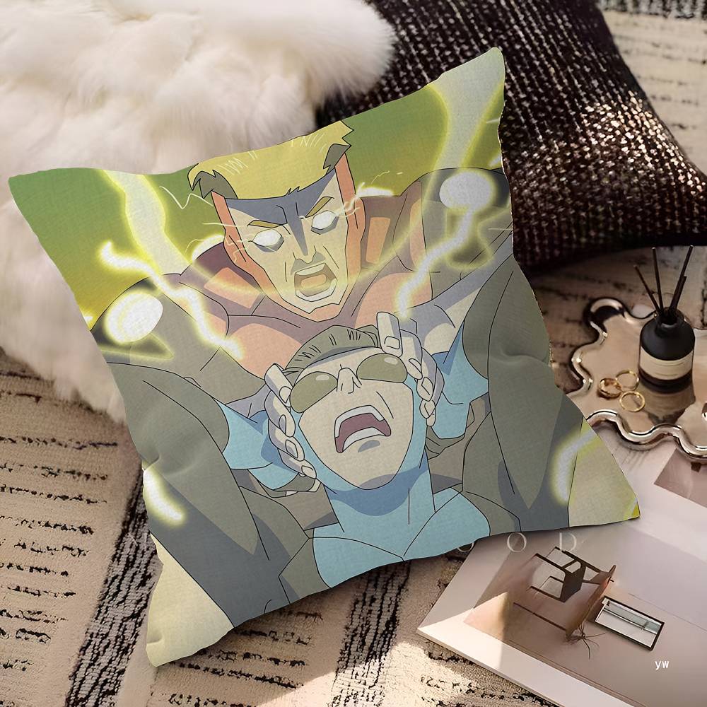 Animation Superhero I-Invincible Cartoon Decorative Room Aesthetics Pillow Case Home Decor Bedroom Bed Couch Pillow Cover 45x45