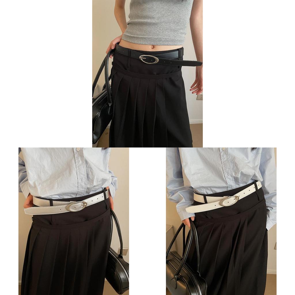 Modischer Damen Gürtel im koreanischen Stil mit unregelmäßiger ovaler Metallschnalle für Kleider und Hosen