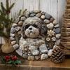 Shih Tzu Hund Metall Wandkunst Frühling Weihnachten Dekor Aluminium Schild Kranz Zuhause
