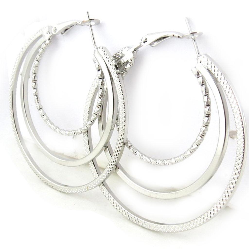 Les Trésors De Lily [N1098] - Silver 'Choréographie' Hoop Earrings Ø 50 Mm