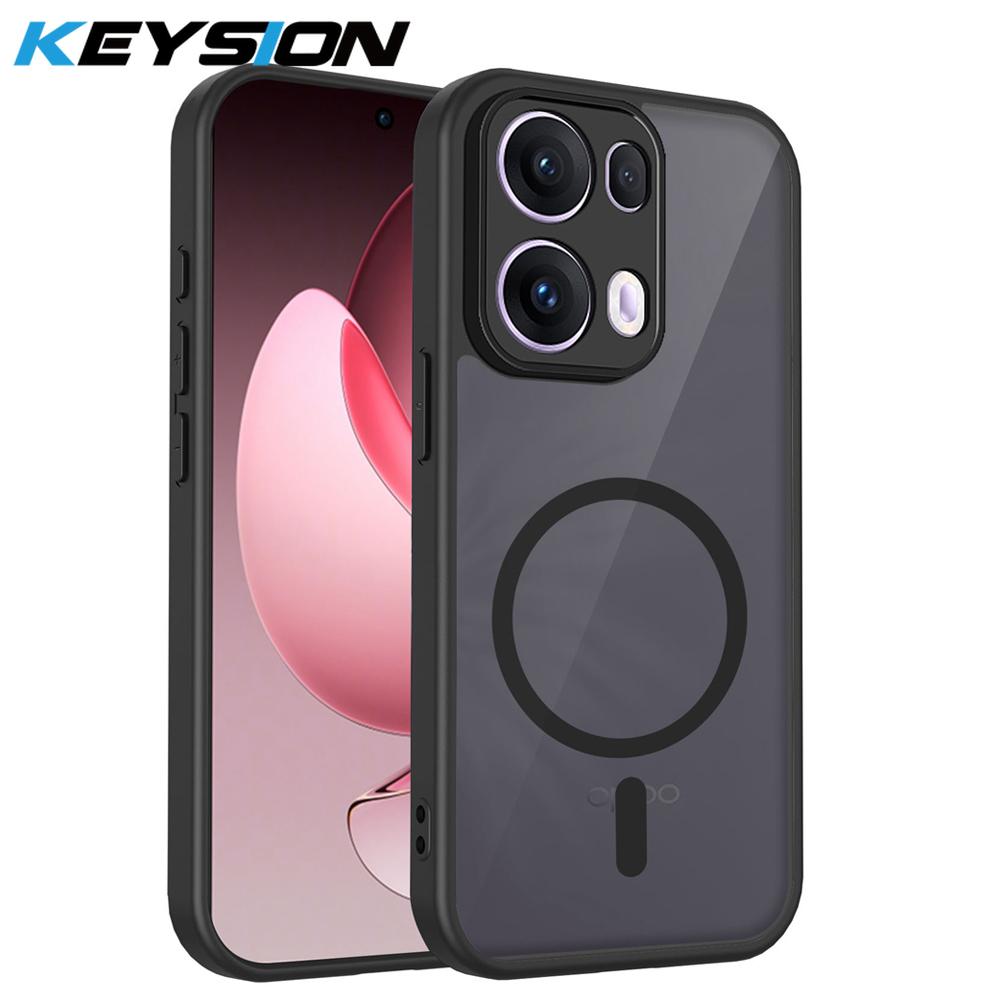 KEYSION Magnetic Phone Case for OPPO Reno13 13 Pro 5G Silicone+PC Matte Translucent Clear Shockproof Cover for OPPO Reno13 F 5G