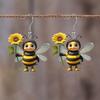 Niedliche baumelnde Bienen-Ohrringe für Frauen Mädchen Acryl Honigbiene mit Sonnenblumen-Design Hängeohrringe Halloween Weihnachten Schmuck Geschenk