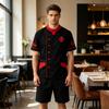 Men's Short Sleeve T-Shirt, Printed Embroidery Style Kitchen Uniform Logo Tee for Restaurant Hotel Kitchen Staff