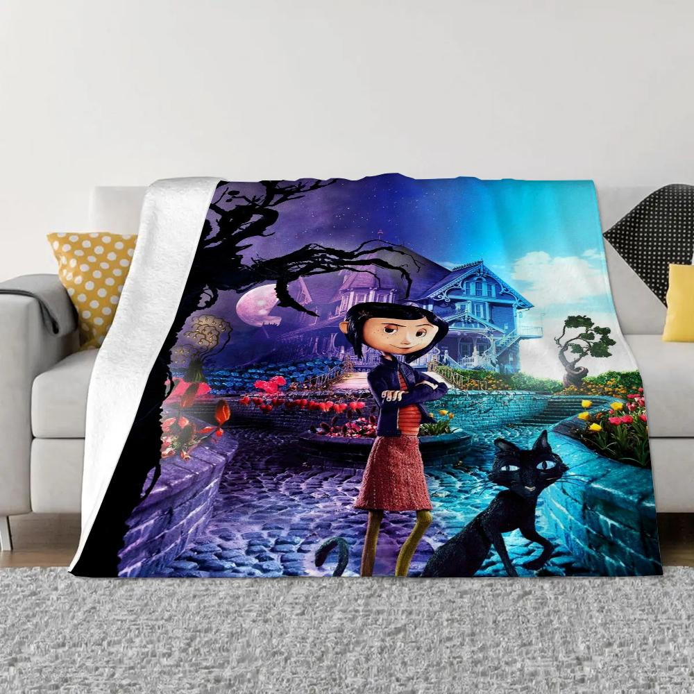 Coraline Fleece Blanket King Size Fluffy Soft Blankets & Throws Bed Throw Home Interior Microfiber Bedding Knitted Plaid Knee &