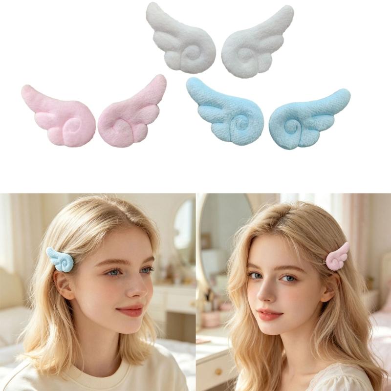 Soft Wing Hair Barrette Pair Set for Girls and Women, Decorative Hair Clip Accent for Photo Outfit and Everyday Styling