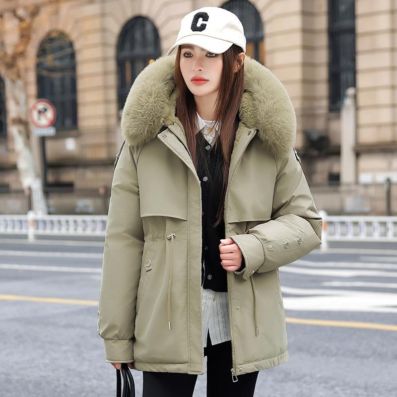 

Пирог преодолеть внутри бархатный женский большой меховой воротник зимний новый тонкий пуховый хлопковый жакет XXL