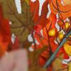 Harvest Wreath Decor Thanksgiving Door Wall Hanging 50cm Silk Fabric Floral Garland Semi-Handmade Seasonal Home
