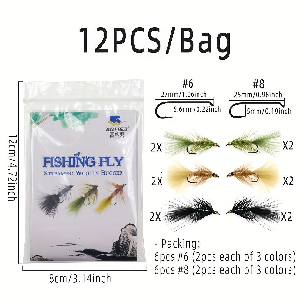 

12pcs Woolly Bugger Streamers Fly Brass Bead Head Fishing Flies For Steelhead Pike Bass Rainbow Trout Fishing Lures Baits