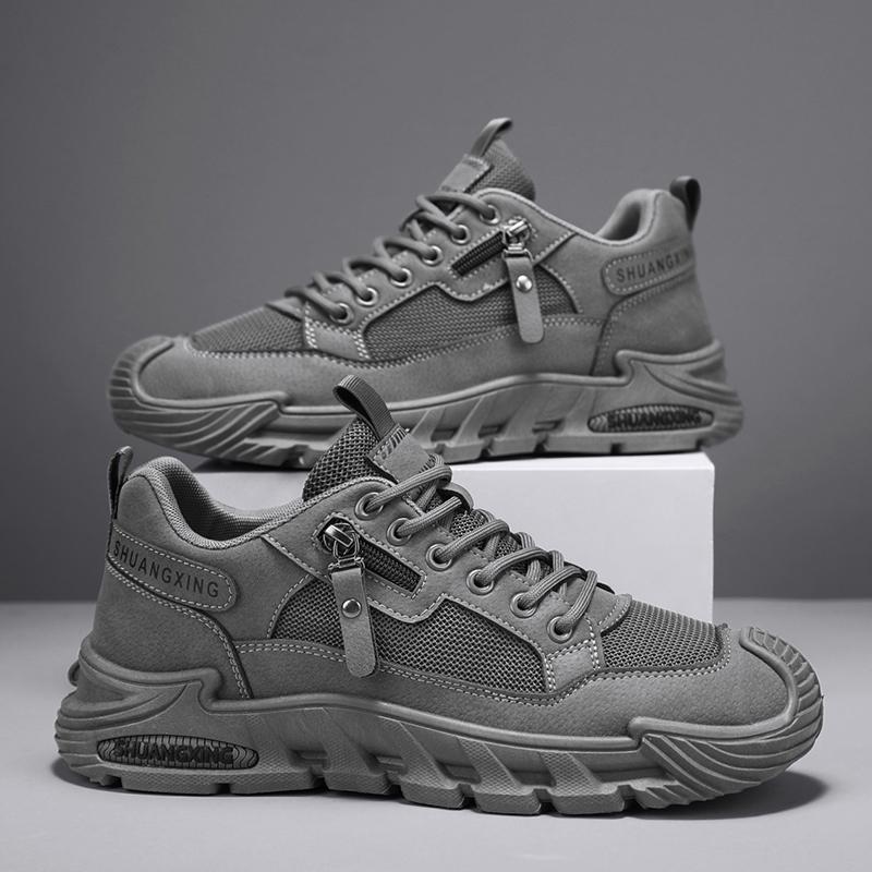Spring new street mesh versatile sports and leisure men s shoes, black, khaki, gray 39