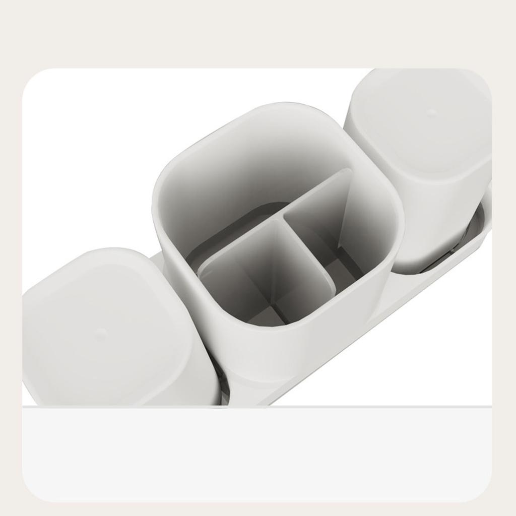 Toothbrush Holder, Toothpaste Storage Container, Bathroom with 3 Compartments, Storage Tray for Electric Toothbrushes and Dental Supplies