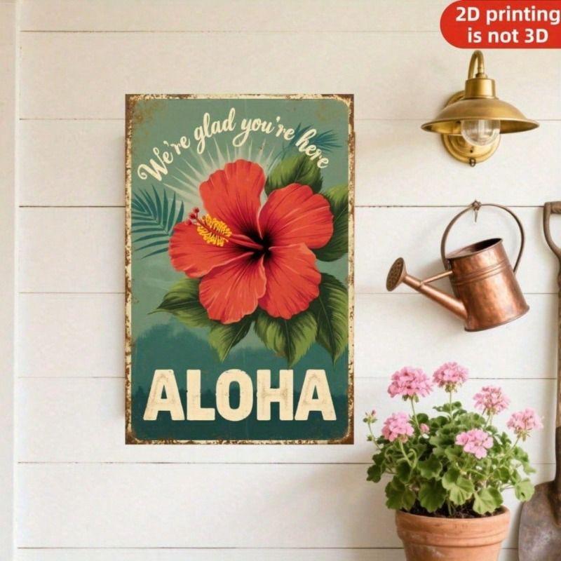 Metal Wall Art Vintage Hibiscus Flower Home Decor