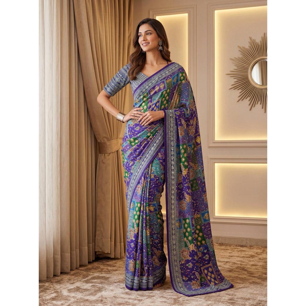 New Launch Ajrak Print Designer Saree Collection