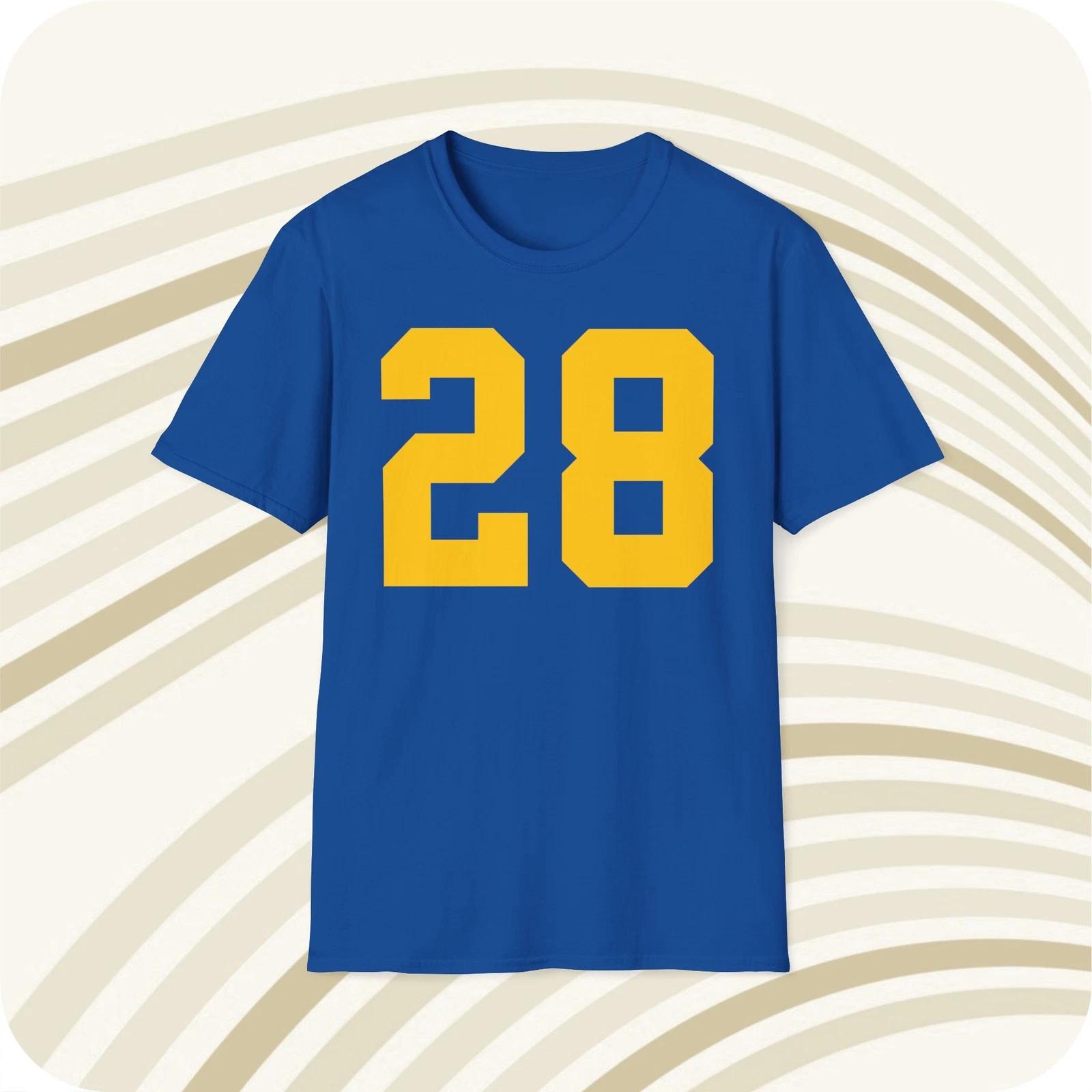 Маршалл Фолк #28 Ст. Футболка с принтом Louis Rams - Передняя и задняя сторона 2XL