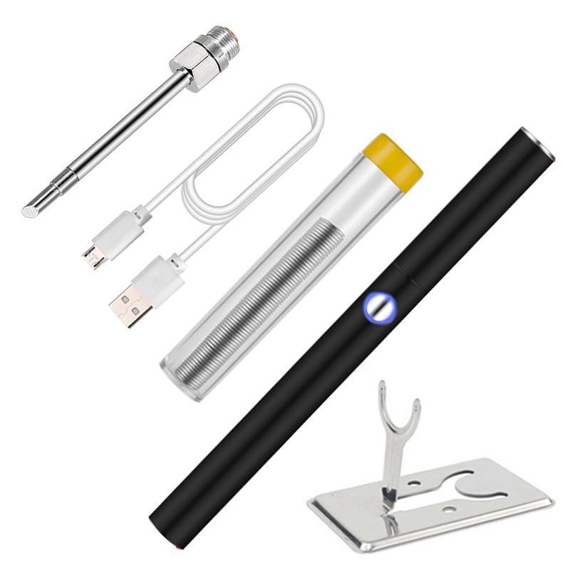 Portable Rechargeable Cordless USB Battery Soldering Iron Set with Tips