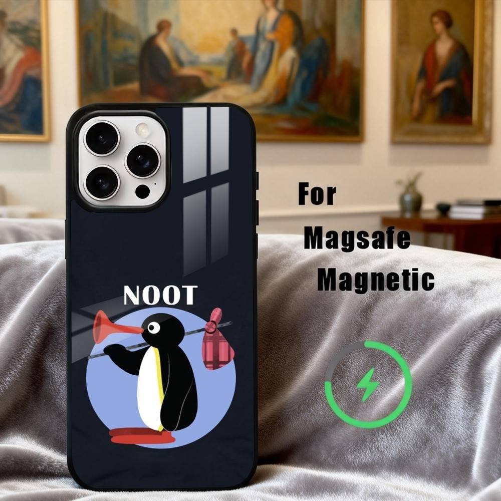Cute P-Pingu-ES Penguin Phone Case For iPhone17,16,15,14,13,12,11 Plus,Pro Max Magnetic For Magsafe Wireless Charging