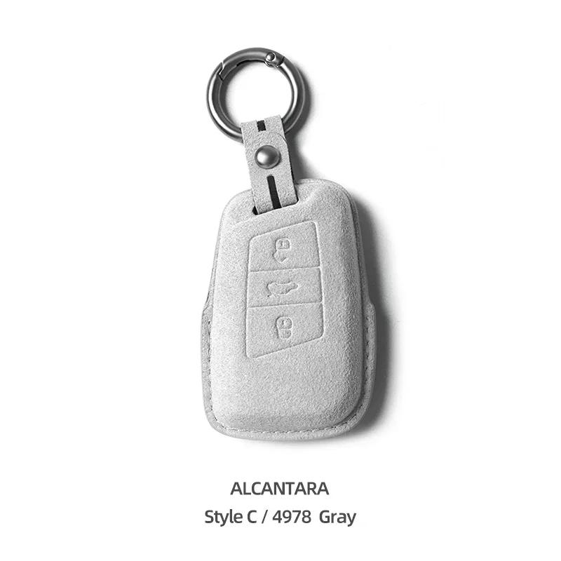 For Volkswagen VW Polo Tiguan Golf Jetta Beetle Eos Scirocco Up Transporter Sharan Made of Alcantara Wrap Car Key Case Cover