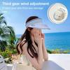 Women Summer Hat with 3 Gear Adjustment Headband Fan Empty Top USB Charging Anti-UV Wide Brim Windproof Rope Sun Protection Travel Sun Cap Gardening
