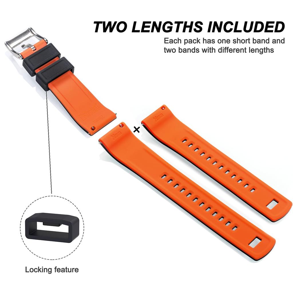 Hemsut Silicone Watch Quick Release Rubber Soft Replacement 10 Colors Available Band, 18mm, 20mm, 22mm, Strap, Strap,
